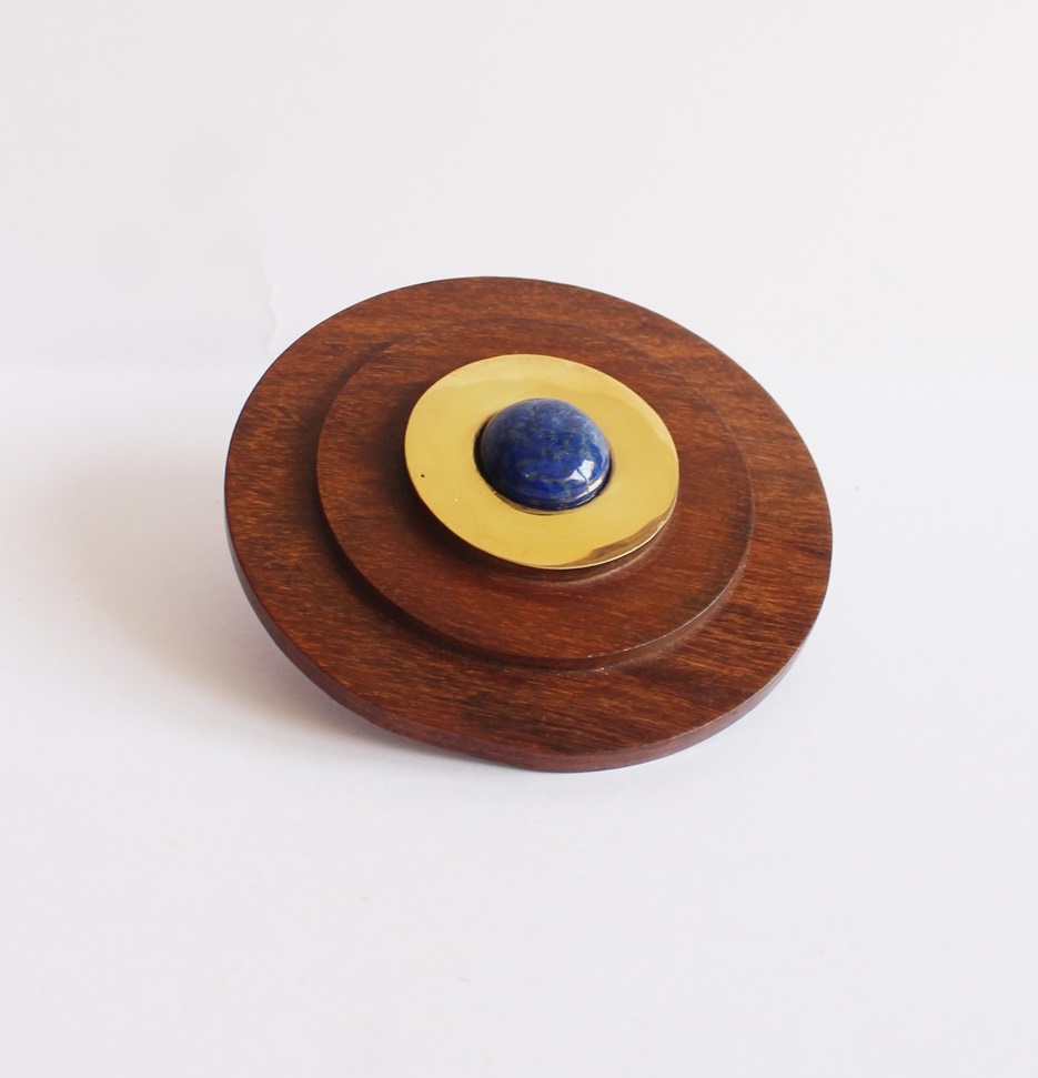 Stair round knob with brass with lapis stone