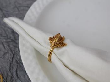 Honey Bee Brass Napkin Holder Ring (Gold Plated) - SET OF 4